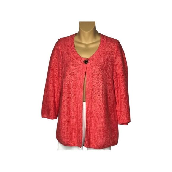 Christopher & Banks Coral 3/4 Sleeve Cardigan Size Large - Picture 1 of 7